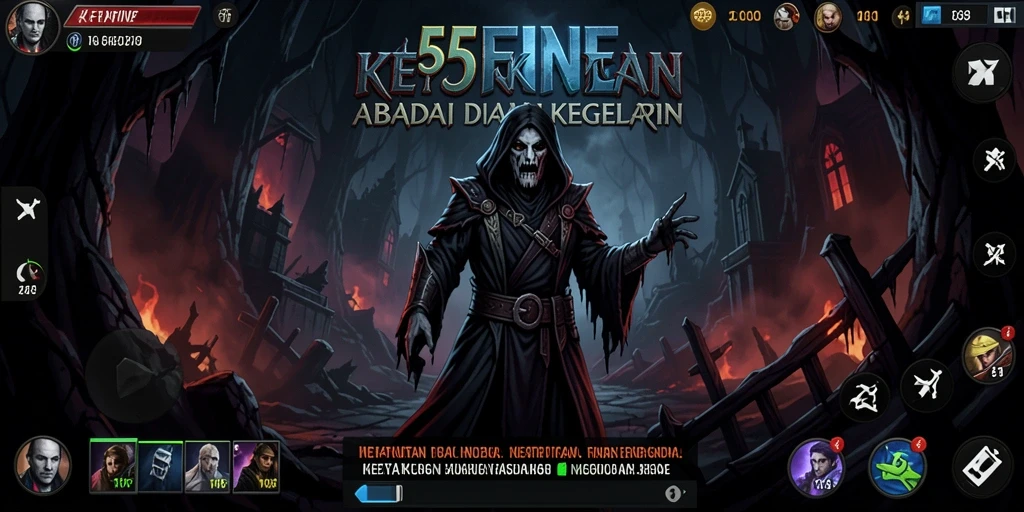 Screenshot gameplay 55FIVE menampilkan suasana horror yang menegangkan.