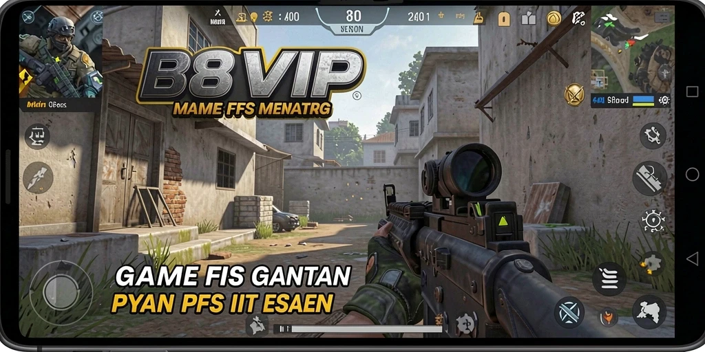 Screenshot gameplay B8VIP menampilkan pertempuran FPS yang intens.