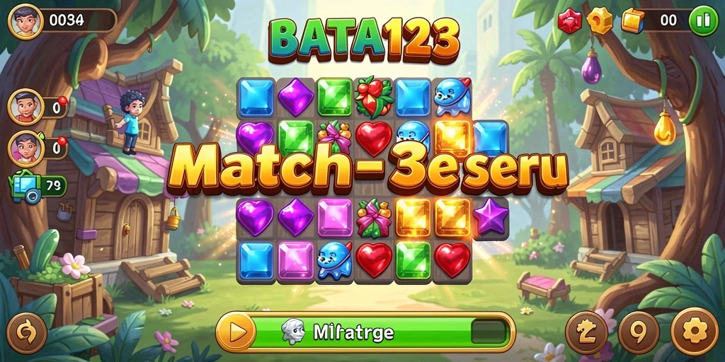 Screenshot gameplay BATA123 yang menunjukkan aksi match-3 yang seru.