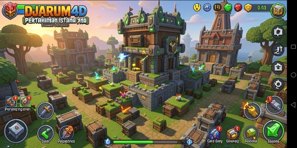 Tampilan gameplay menegangkan di DJARUM4D saat mempertahankan menara.