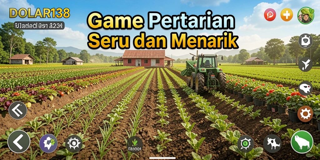 Tangkapan layar gameplay DOLAR138 menampilkan pertanian yang subur dan berwarna-warni.