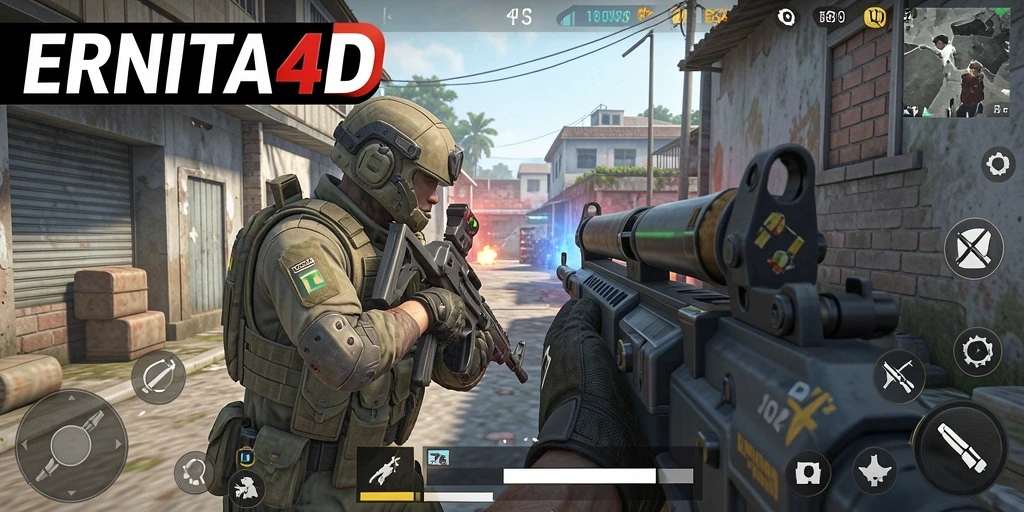Gameplay seru ERNITA4D dengan aksi tembak-menembak yang mendebarkan.