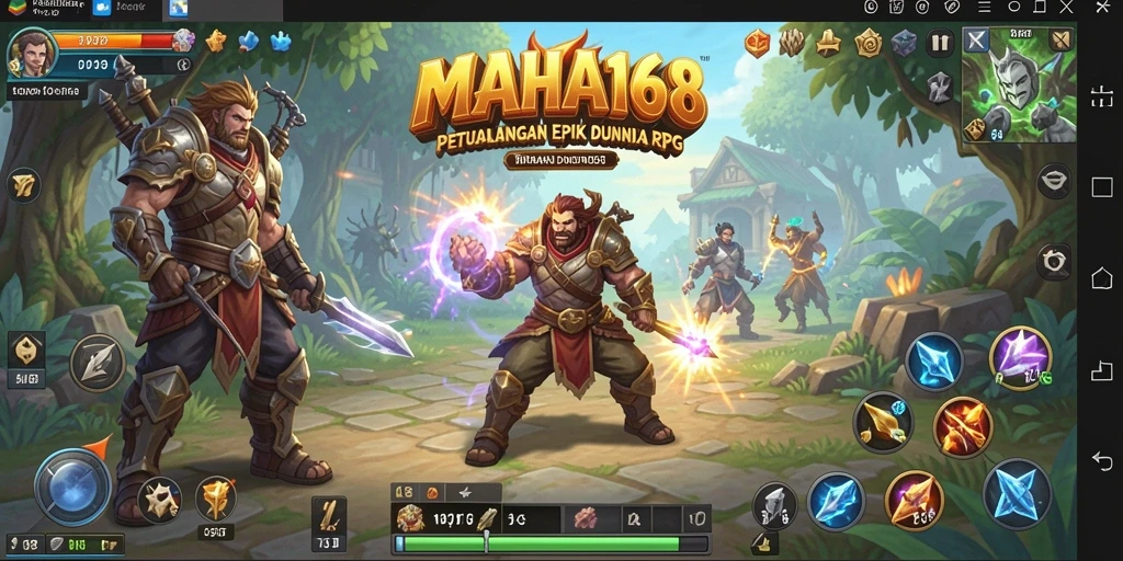 Tampilan utama gameplay MAHA168 yang penuh aksi dan petualangan.