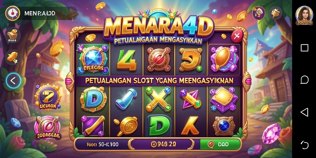 Tangkapan layar MENARA4D menunjukkan pengalaman bermain slot yang menegangkan.