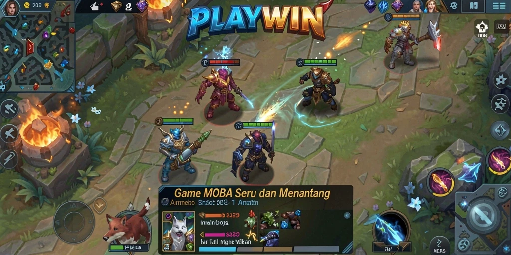 Gameplay seru dan penuh aksi di PLAYWIN, game MOBA terbaik.