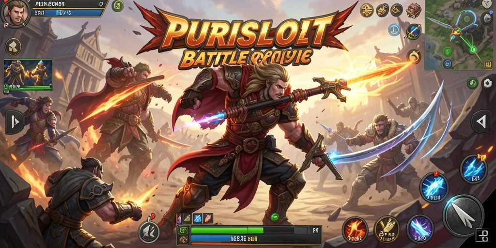 Screenshot menunjukkan gameplay seru dan intens dari PURISLOT Battle Royale.