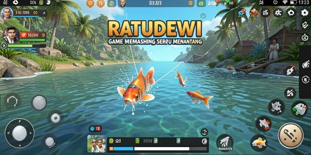 Screenshot gameplay RATUDEWI menampilkan suasana memancing yang realistis dan seru.