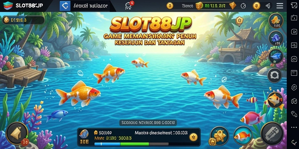 Tampilan gameplay menarik dari SLOT88JP dengan berbagai ikan yang siap ditangkap.