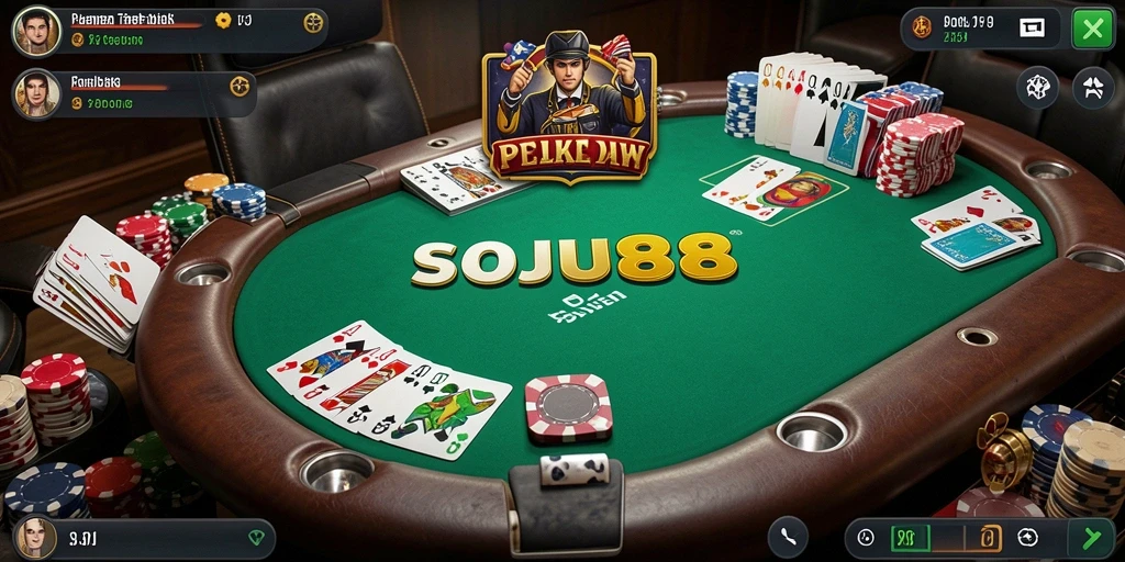 Tampilan utama SOJU88 yang menampilkan gameplay Poker yang seru.