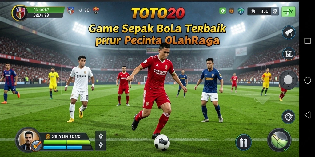 Tampilan gameplay seru dalam TOTO20 dengan aksi sepak bola nyata.