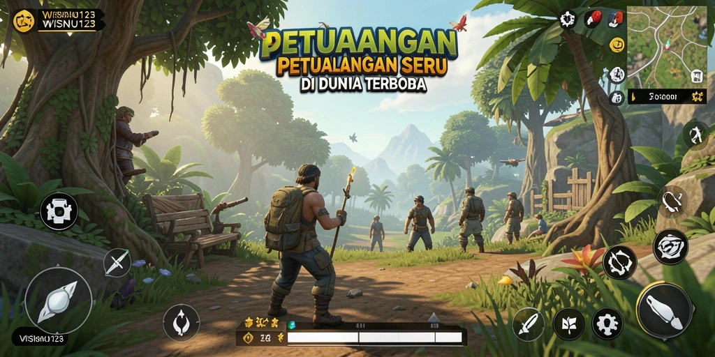 Tangkapan layar gameplay dunia terbuka WISNU123 saat menjelajah.
