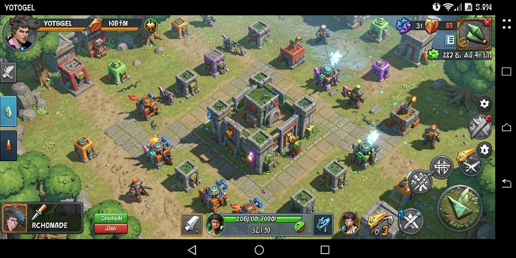 Tangkapan layar gameplay YOTOGEL menampilkan strategi Tower Defense yang seru.